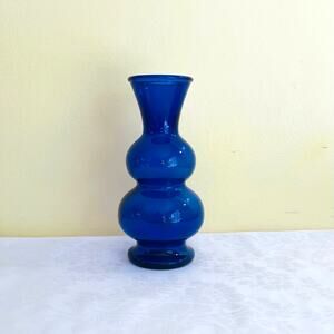 Vtg Cobalt Blue 6 1/4 Beehive Bubble Design Vase Bud Vase